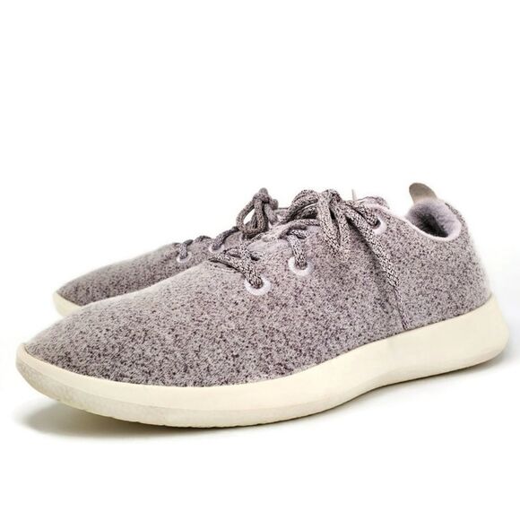 Allbirds Runner Merino Wool Light Grey Heather On Ivory Outsole Lace-Up Sneakers - Picture 1 of 15